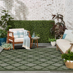 Nourison Easy Care Modern Indoor/Outdoor Green 8' X 10' Area Rug, Easy Cleaning, Non Shedding, Bed Room, Living Room, Dining Room, Backyard, Deck, Patio (8X10)