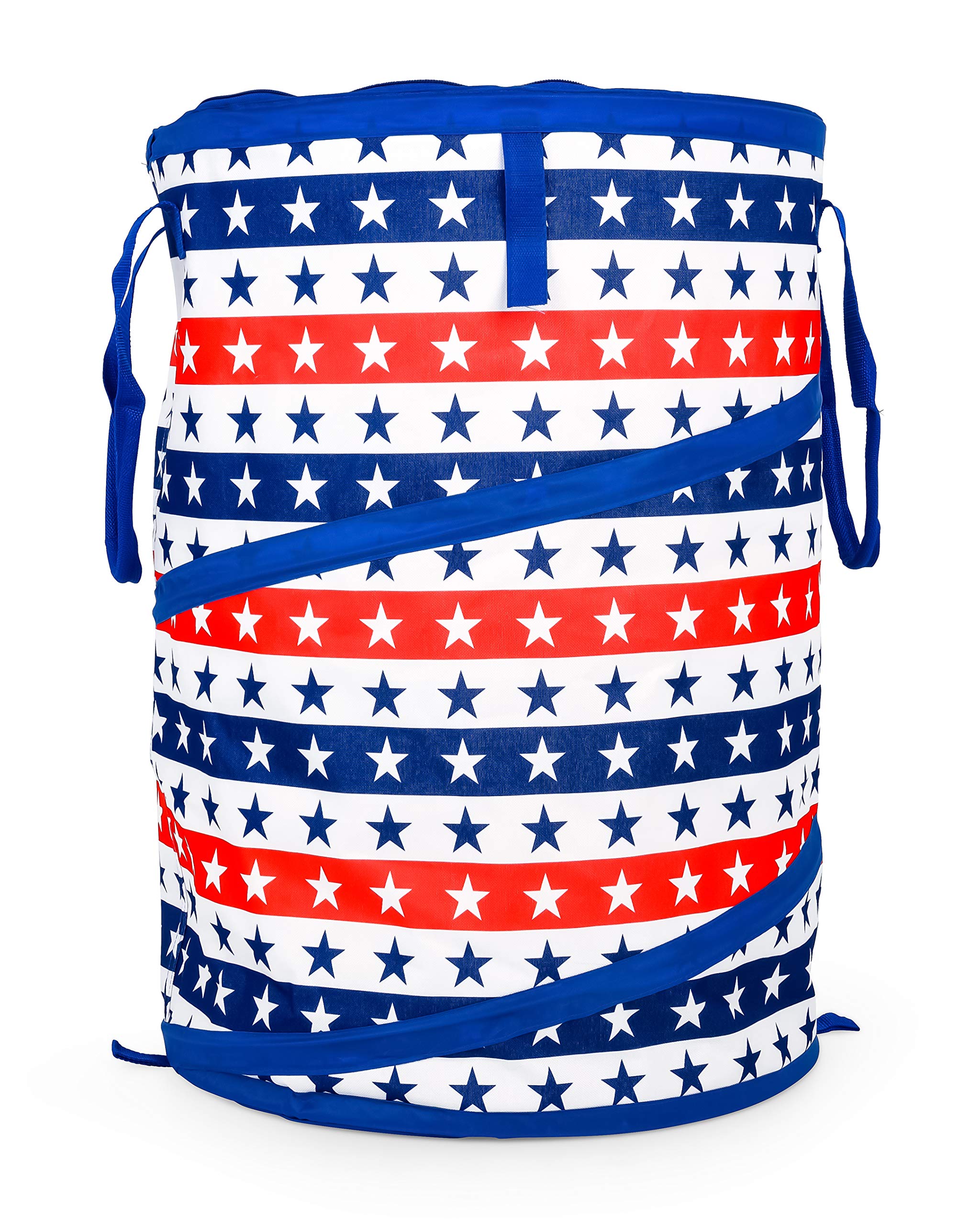 Camco Life Is Better at the Campsite Camper/RV Pop-Up Utility Container | Features Red, White, and Blue Patriotic Theme & Holds 
