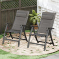 Domi Patio Folding Chairs Set of 2, Outdoor Reclining Camping Chairs Set with Moveable Headrest, Aluminum Frame Outdoor Portable
