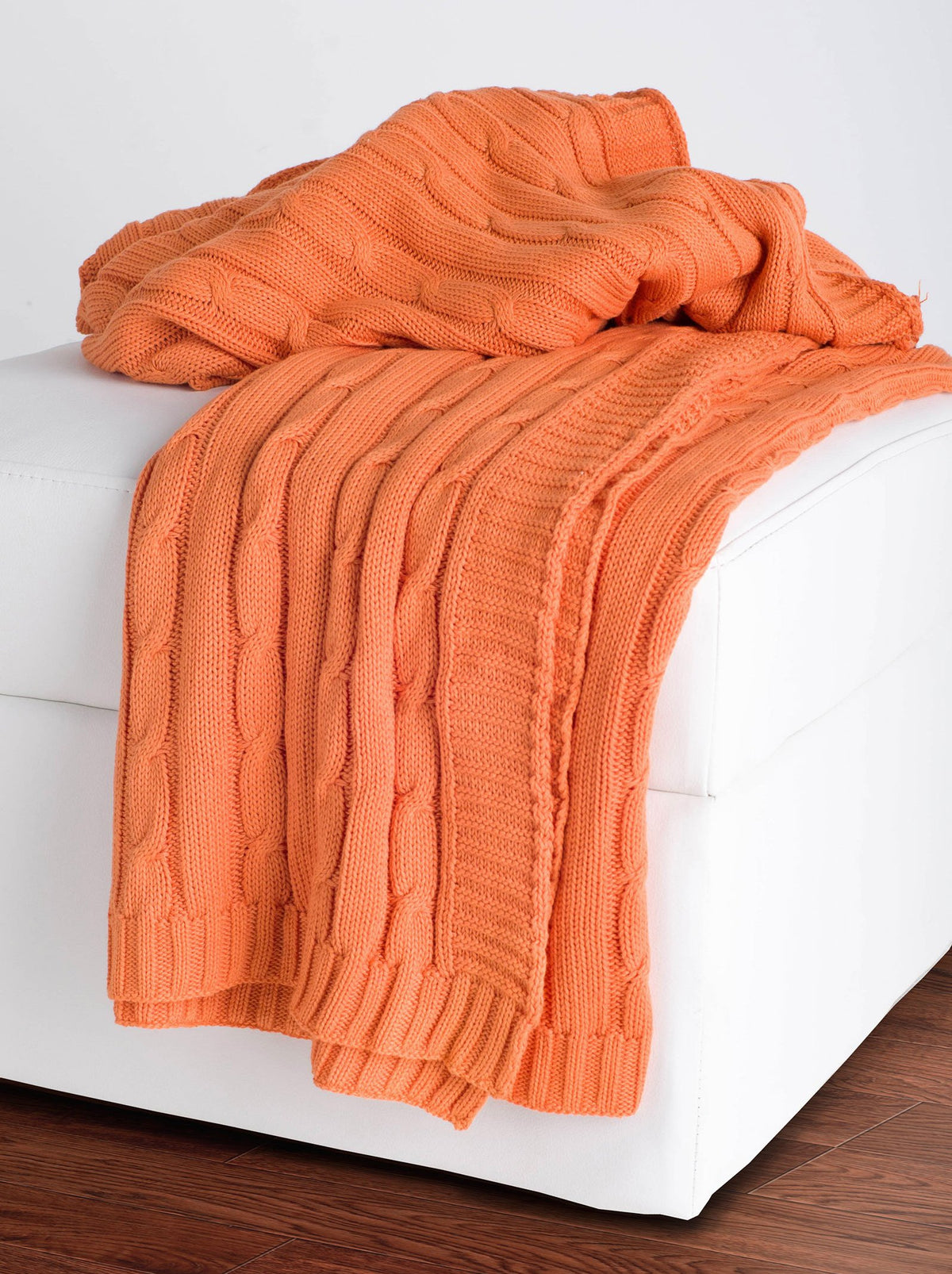 Rizzy Home | TH0160 | Throw | 50&quot;x60&quot; Orange Cable Knit Throws