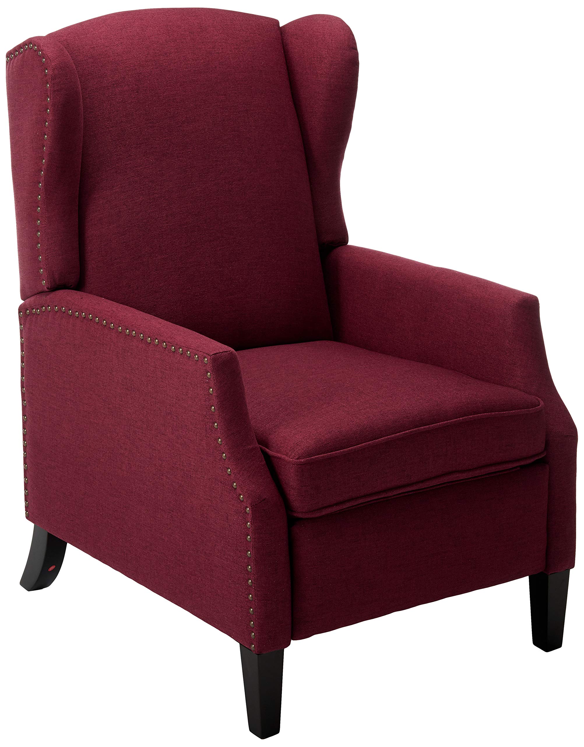 GDFStudio Weyland Wingback Traditional Fabric Recliner (Deep Red) 33.25D x 26.5W x 40H in