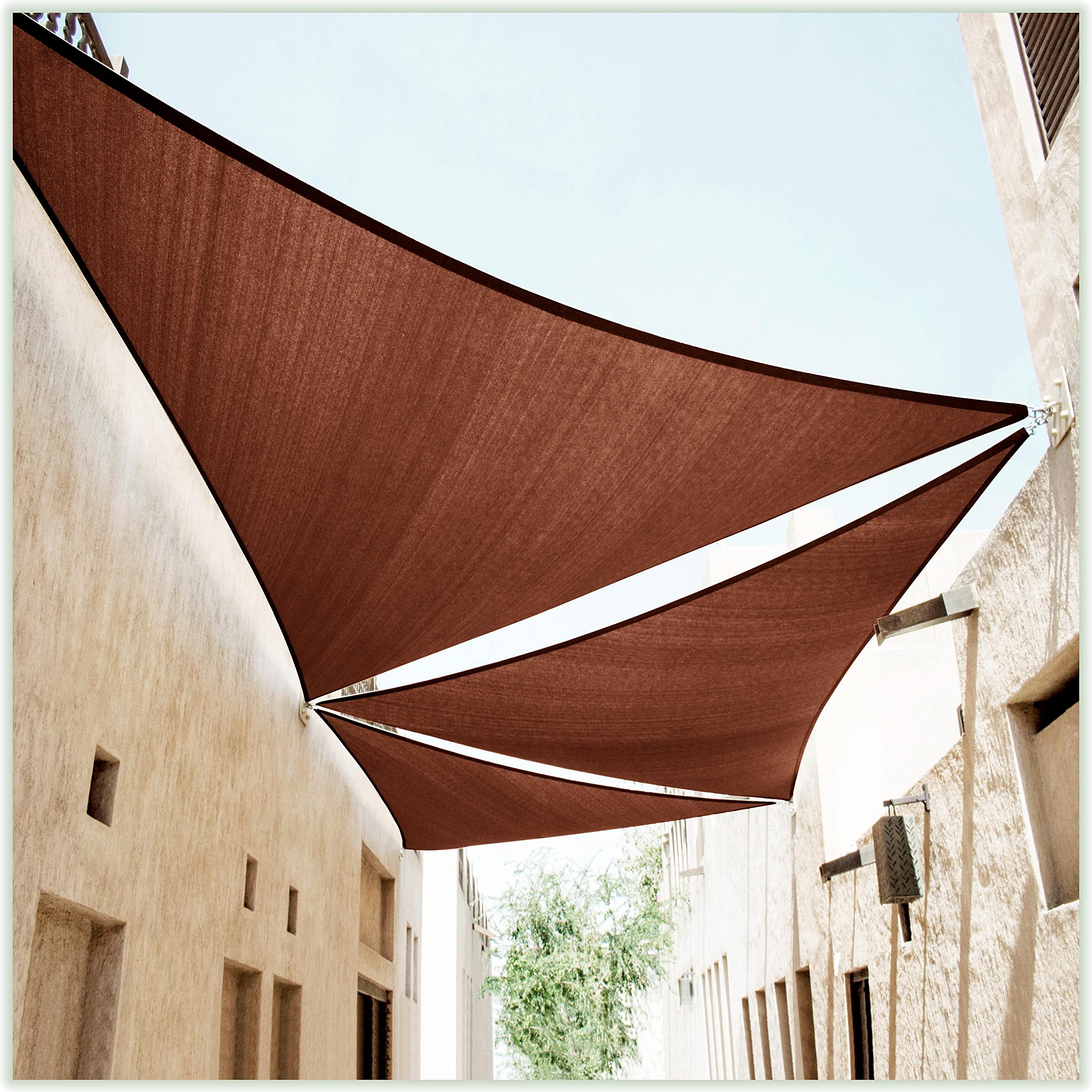 Colourtree 18' X 18' X 18' Brown Triangle Ctapt10 Sun Shade Sail Canopy Mesh Fabric Uv Block Upf50 - Commercial Heavy Duty - 190