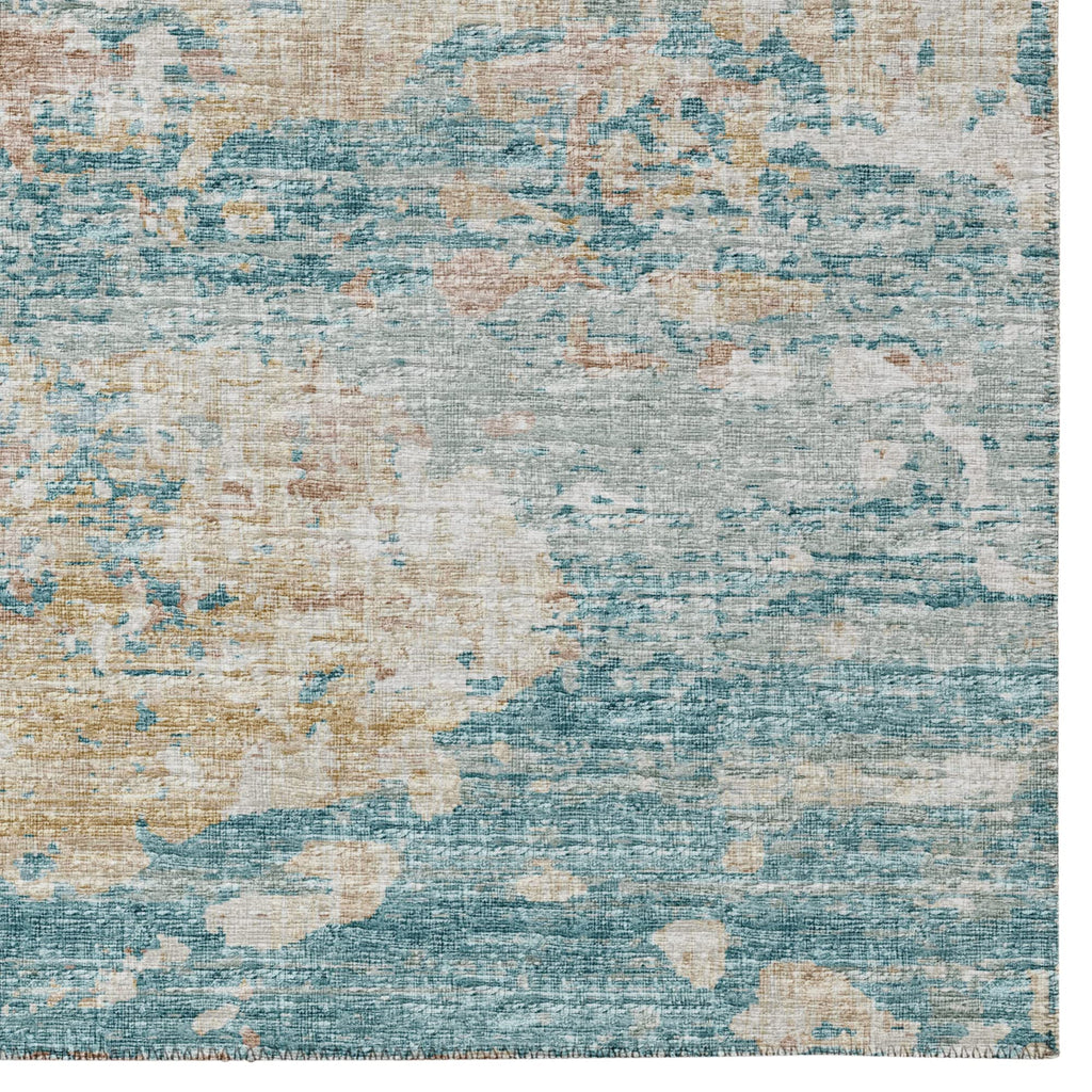 Addison Rugs Indoor/Outdoor Accord Aac34 Teal Washable 5' X 7'6' Indoor Outdoor Area Rug, Easy Clean, Machine Washable, Non She