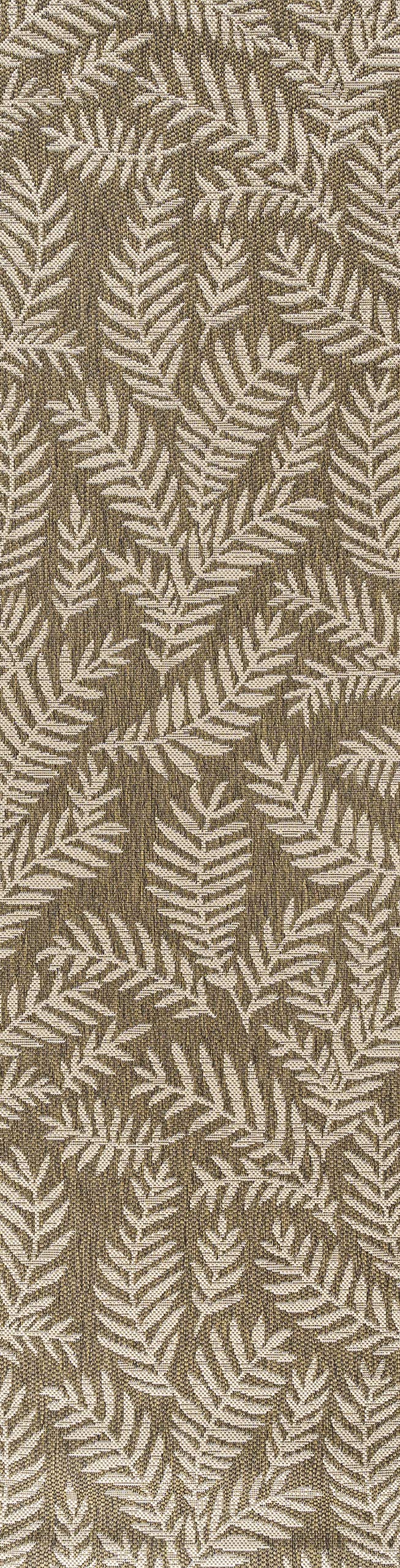 Jonathan Y Smb119A-210 Nevis Palm Frond Indoor Outdoor Area Rug Coastal Floral Easy Cleaning Bedroom Kitchen Backyard Patio Non Shedding, 2 X 10, Brown/Beige