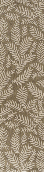 Jonathan Y Smb119A-210 Nevis Palm Frond Indoor Outdoor Area Rug Coastal Floral Easy Cleaning Bedroom Kitchen Backyard Patio Non Shedding, 2 X 10, Brown/Beige