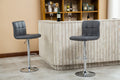 Roundhill Furniture Swivel Leather Adjustable Hydraulic Bar Stool, Set Of 2, Gray