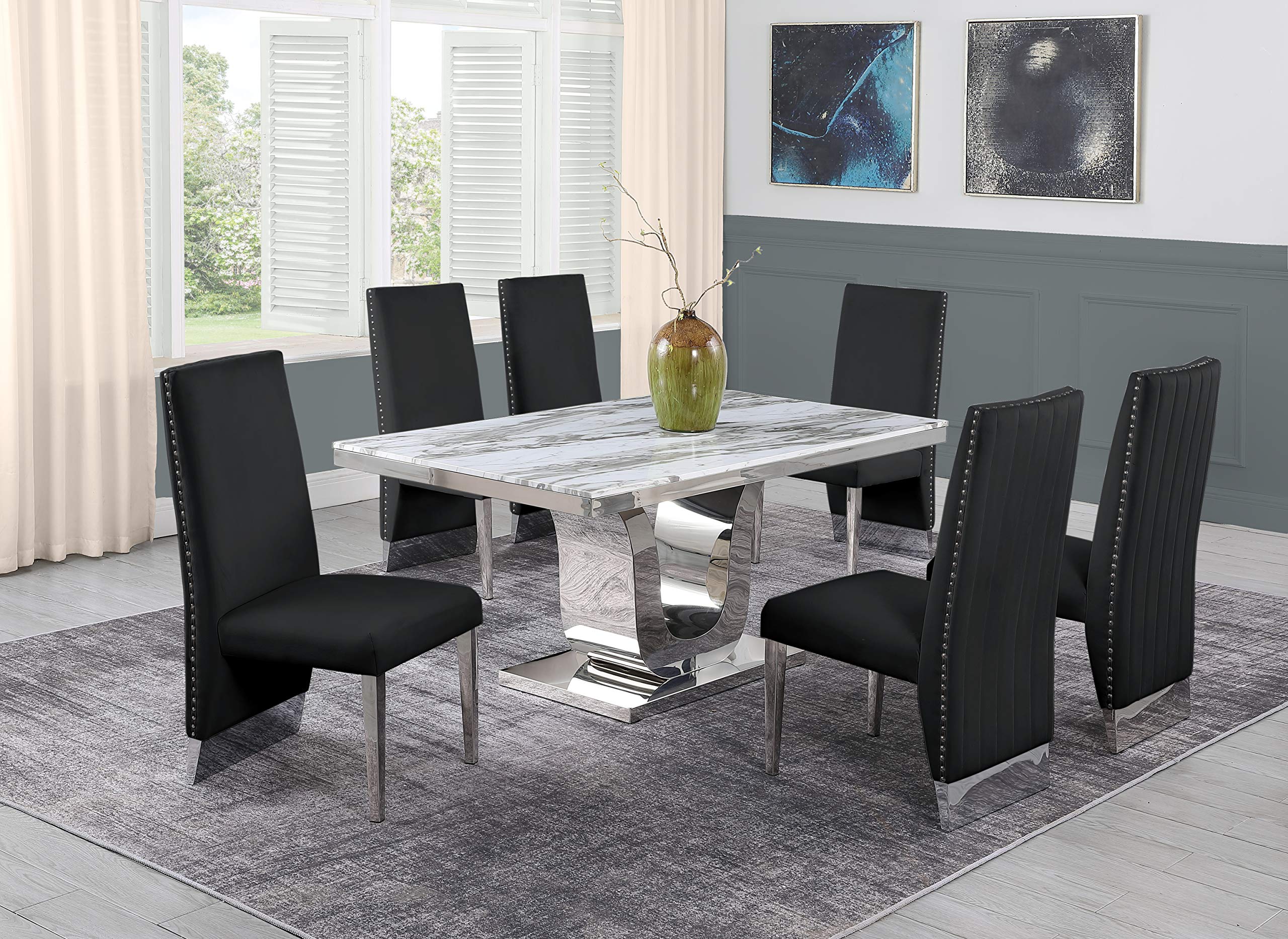 Best Quality Furniture D14-6Sc166 Dining Set, Black