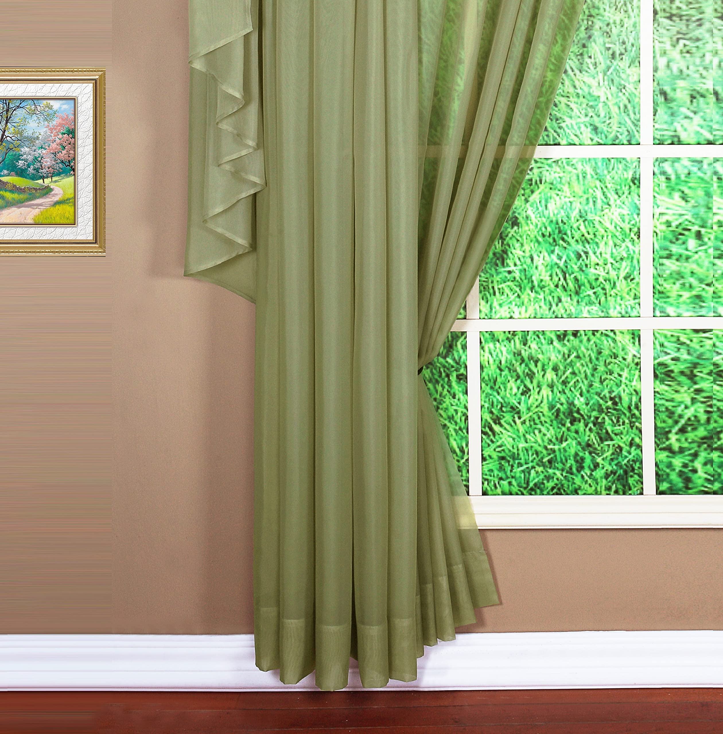 Today'S Curtain Emelia Original Voile Panel 108', Dusty Leaf, 60' W X 108' L