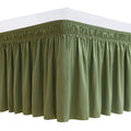 Biscaynebay Wrap Around Bed Skirts For Queen Beds Short Drop Of 12', Sage Adjustable Elastic Dust Ruffles Easy Fit Wrinkle Resi