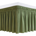 Biscaynebay Wrap Around Bed Skirts For Queen Beds 16' Drop, Sage Adjustable Elastic Dust Ruffles Easy Fit Wrinkle Resistant Sil