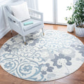 SAFAVIEH Adirondack Collection 67 Round Ivory/Grey ADR114C Floral Glam Damask Distressed Non-Shedding Dining Room Entryway Foye
