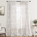 Vintage Floral Curtains 100 Inches Long For Living Room Grey Patterned Curtains Sketch Print Burlap Textured Farmhouse Country C