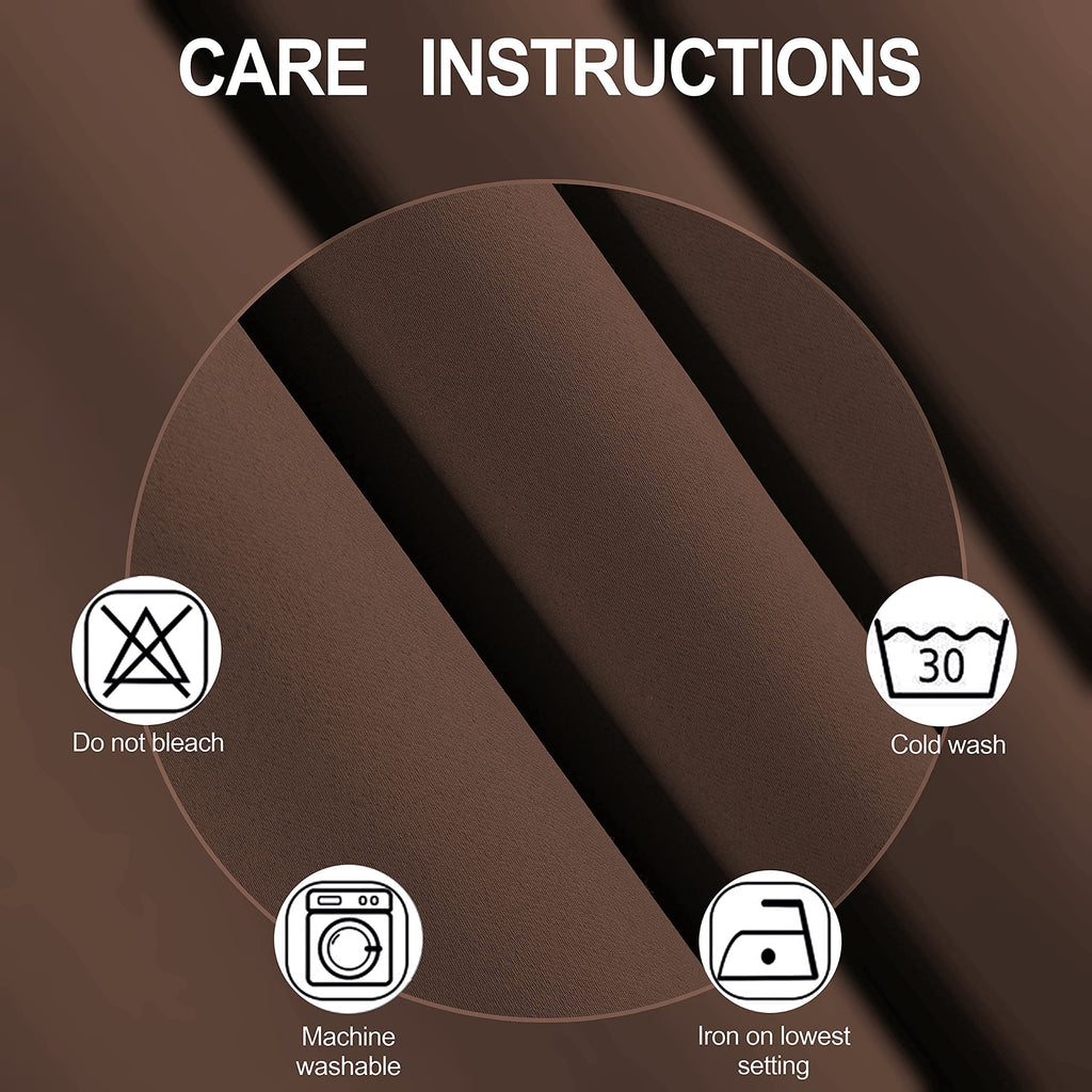 Lemomo 100% Blackout Curtains 52 X 95 Inch/Chocolate Curtains 2 Panels With Black Lining Room Darkening Thermal Insulated Bedroo