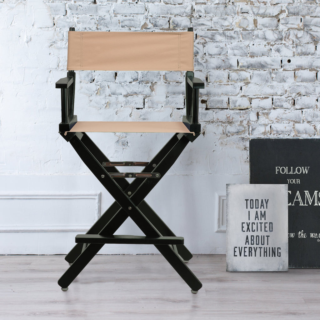 Casual Home 24" Director's Chair Black Frame-with Tan Canvas, Counter Height
