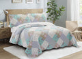 Brilliant Sunshine Blue And Green Rose Quilt Set, 3-Piece Bedding Sets With 2 King Pillow Shams, Washable And Reversible Bedspread, Soft Lightweight Coverlet, All-Season, King/Cal King
