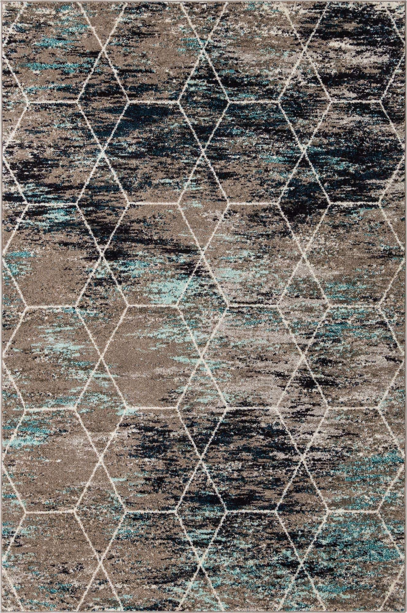 Unique Loom Trellis Frieze Collection Area Rug - Geometric (6 x 9, Blue Multi/ Ivory)