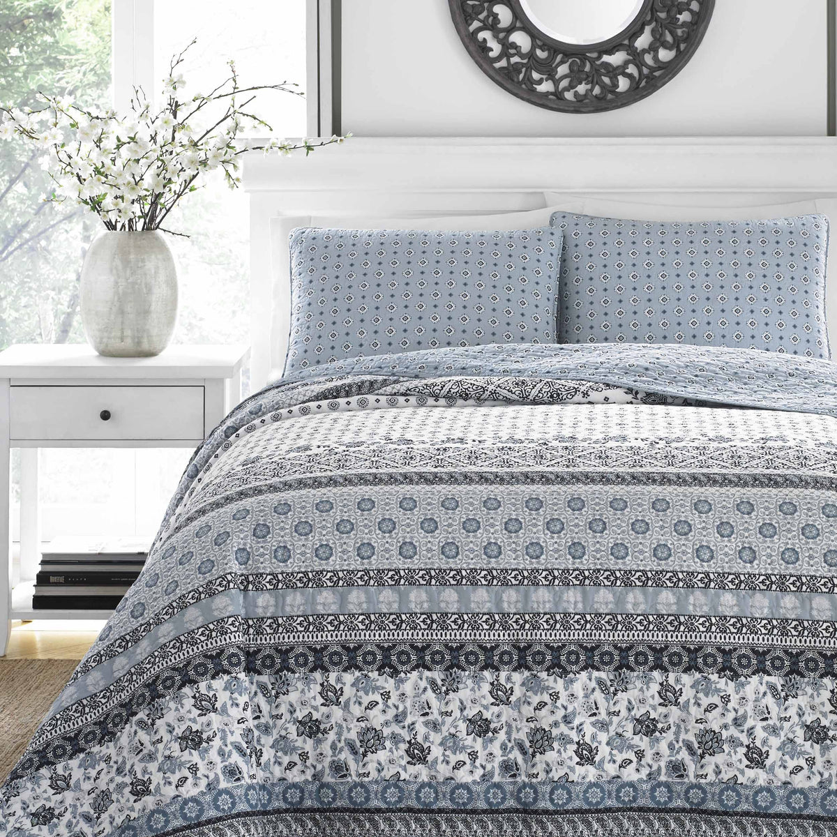 Stone Cottage 221598 Bexley Quilt Set,Blue,Full/Queen