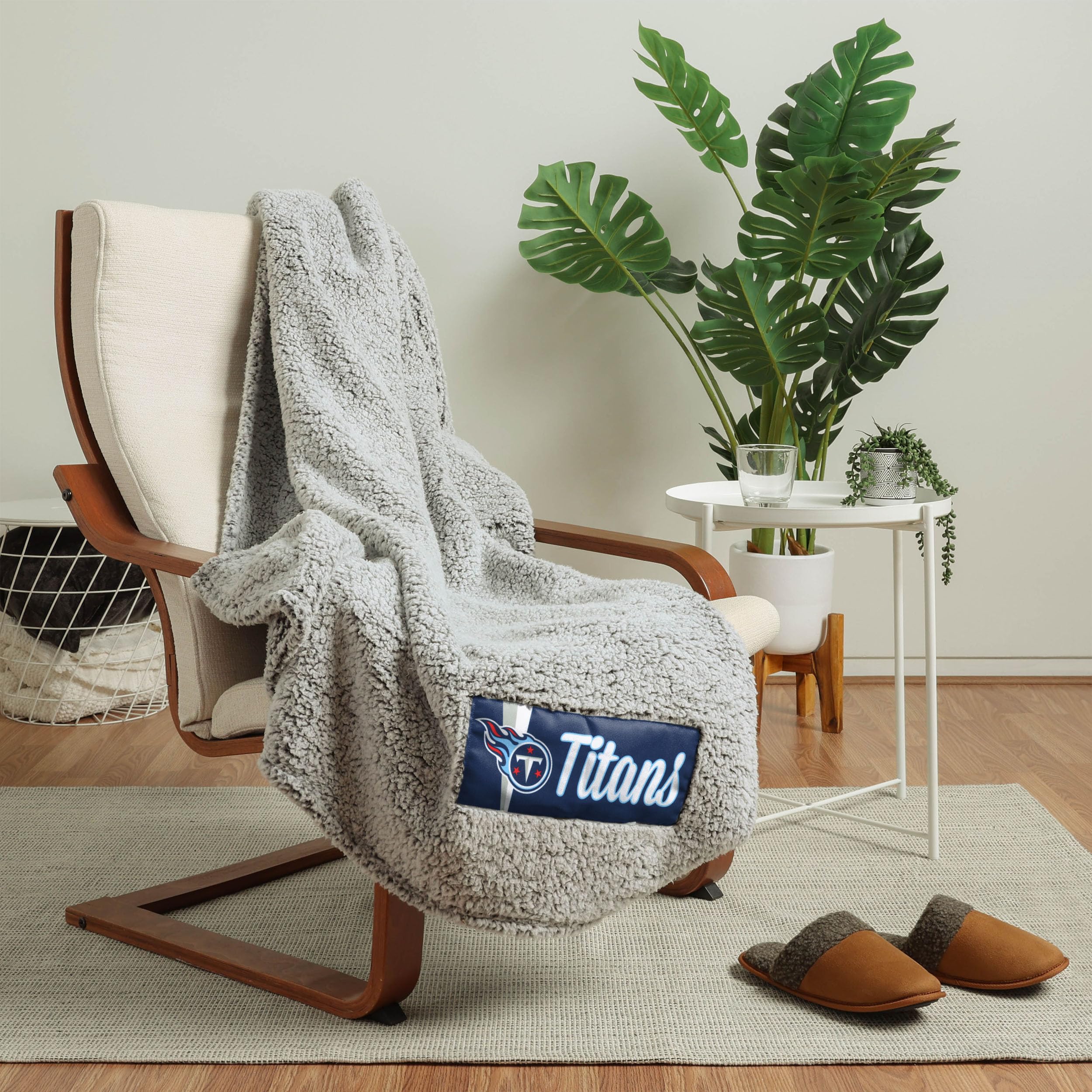 Foco Tennessee Titans Nfl Big Logo Cloud Sherpa Blanket