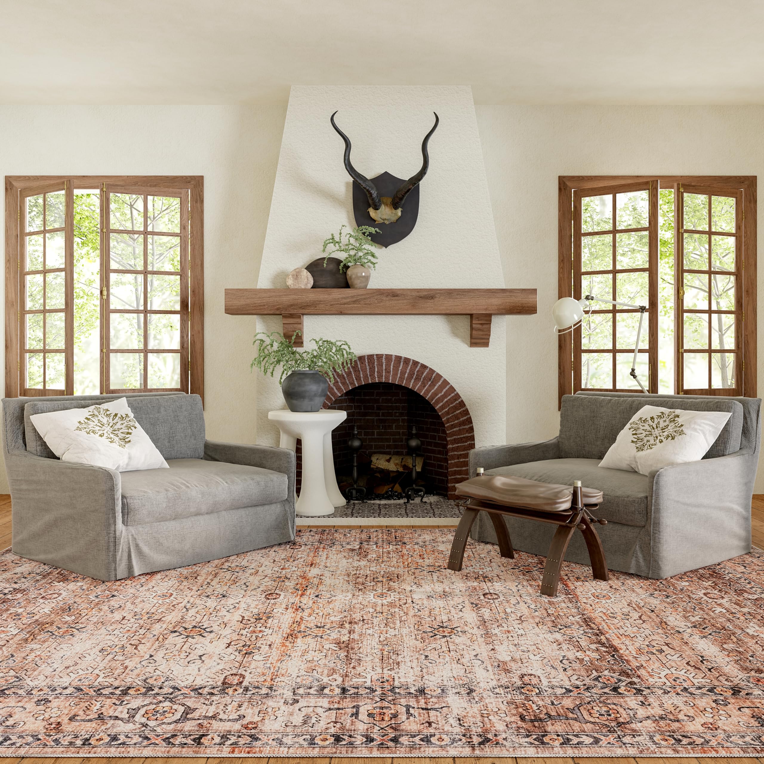 nuLOOM Gwyn Distressed Machine Washable Ultra Thin Area Rug, 4 x 6, Beige