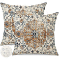 Gujiahone Outdoor Waterproof Pillow Covers 20X20 Inch Set Of 2 Bohemian Vintage Carpet Pattern Pillow Covers Gold Blue Ethnic De