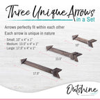 Outshine Wooden Arrows For Farmhouse Wall Decor, Rustic Brown (Set Of 3) | Cute Wood Arrows For Bedroom Decor, Bathroom Decor, K