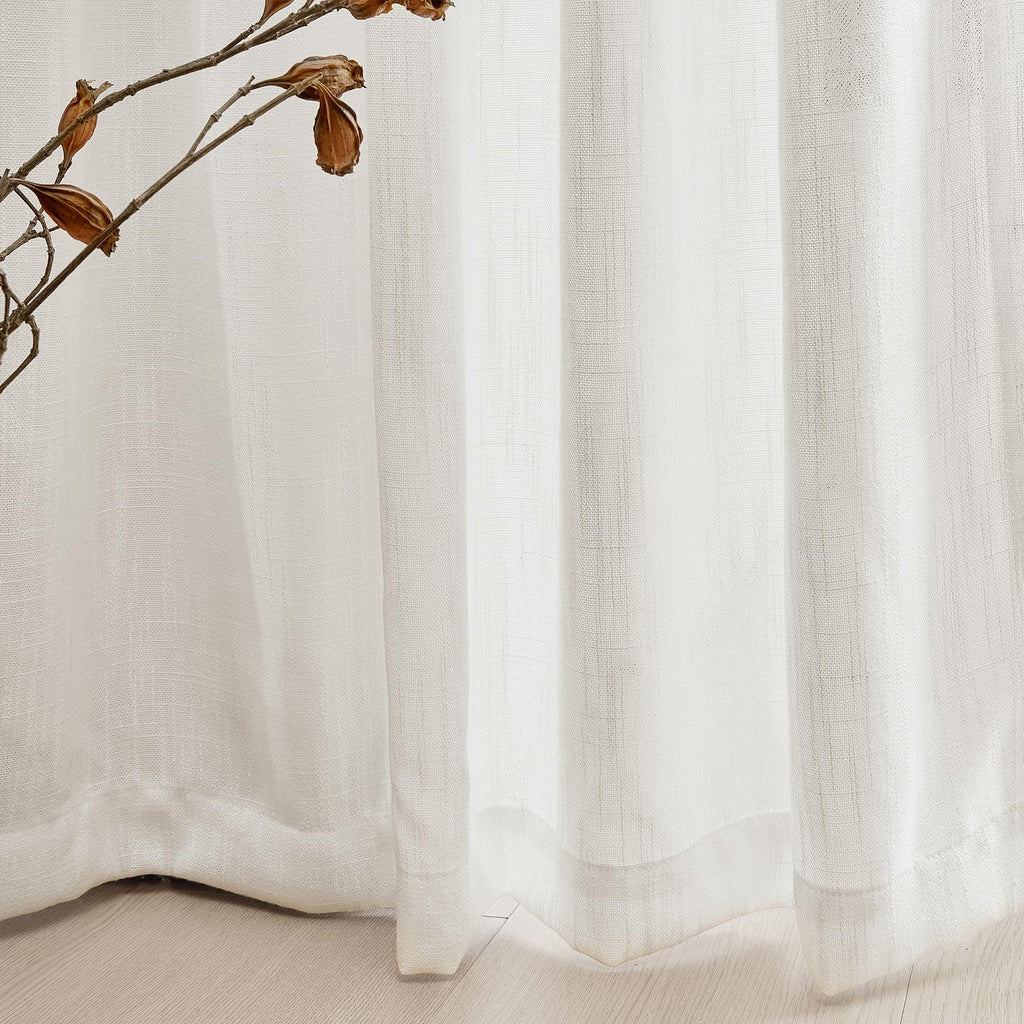Mysky Home Extra Long Curtains For Living Room, Soft Cotton Fabric Boho Window Curtain Drapes Light Filtering Semi Sheer Backdrop Panels, 50 X 102 Inches, Natural, 2 Pieces