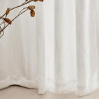 Mysky Home Extra Long Curtains For Living Room, Soft Cotton Fabric Boho Window Curtain Drapes Light Filtering Semi Sheer Backdrop Panels, 50 X 102 Inches, Natural, 2 Pieces