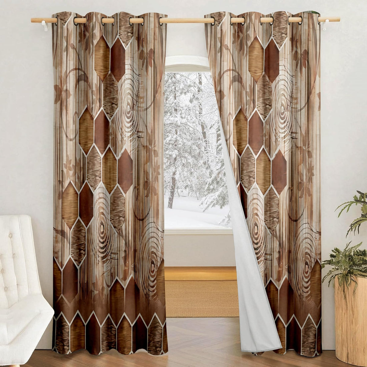 Amazon Brand  Solimo Polyester 100% Blackout Printed Long Door Curtains|Blackout Long Door Curtains|9 Feet |Set of 2|Printed De