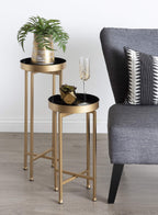 Kate And Laurel Celia Side Tables, Set Of 2, Gold And Black, Decorative Modern Glam End Table