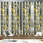 Ambesonne Nature Boho Window Curtains Pack of 2, Urban Jungle Theme Dreamy Leaves and Flowery Petals and Stripes, Lightweight Se
