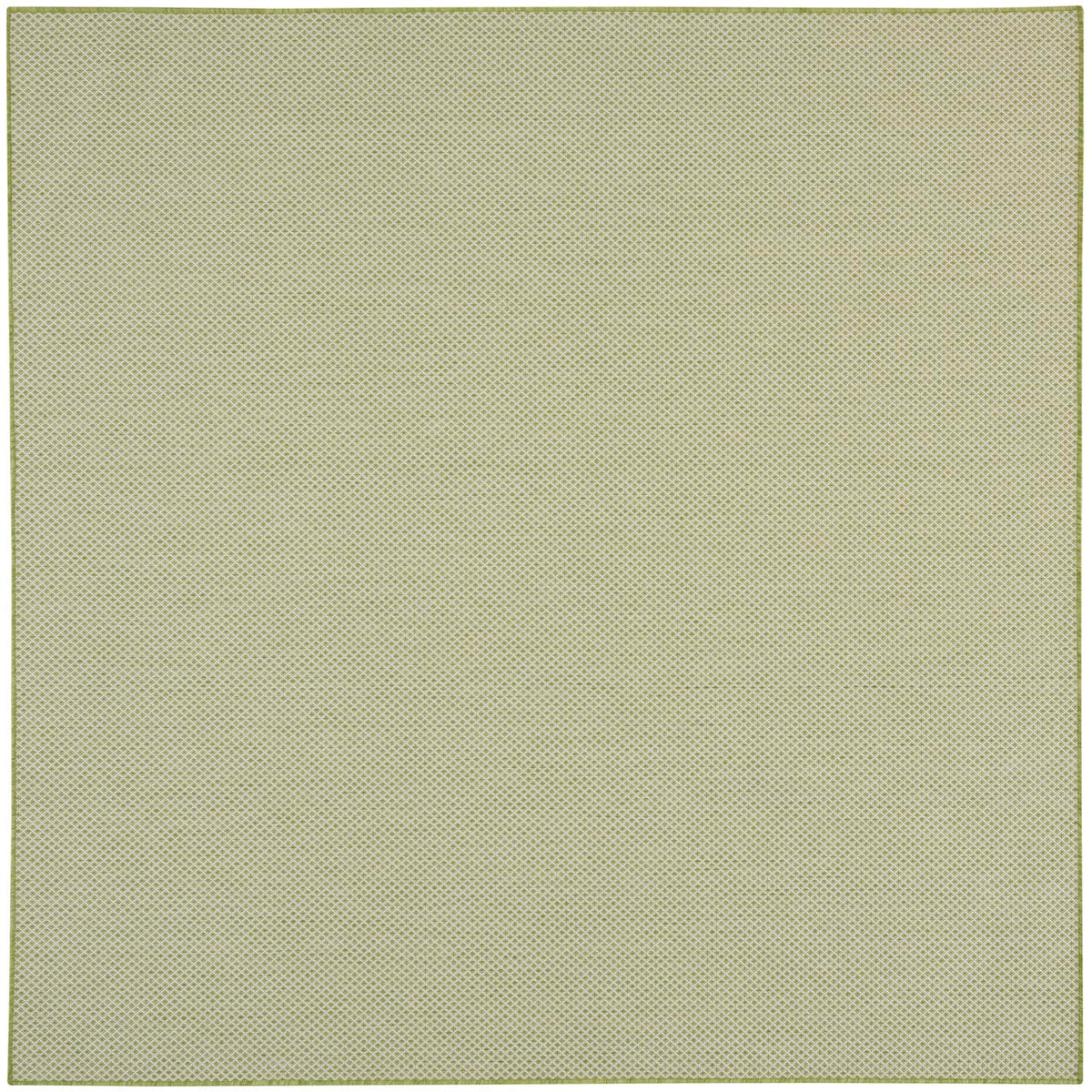 Nourison Courtyard Indoor/Outdoor Ivory Green 8' X Square Area Rug, Easy Cleaning, Non Shedding, Bed Room, Living Room, Dining R