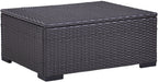 Crosley Furniture Biscayne Wicker Outdoor Ottoman Foot Rest for Patio, Deck, Porch, Brown with White Cushions