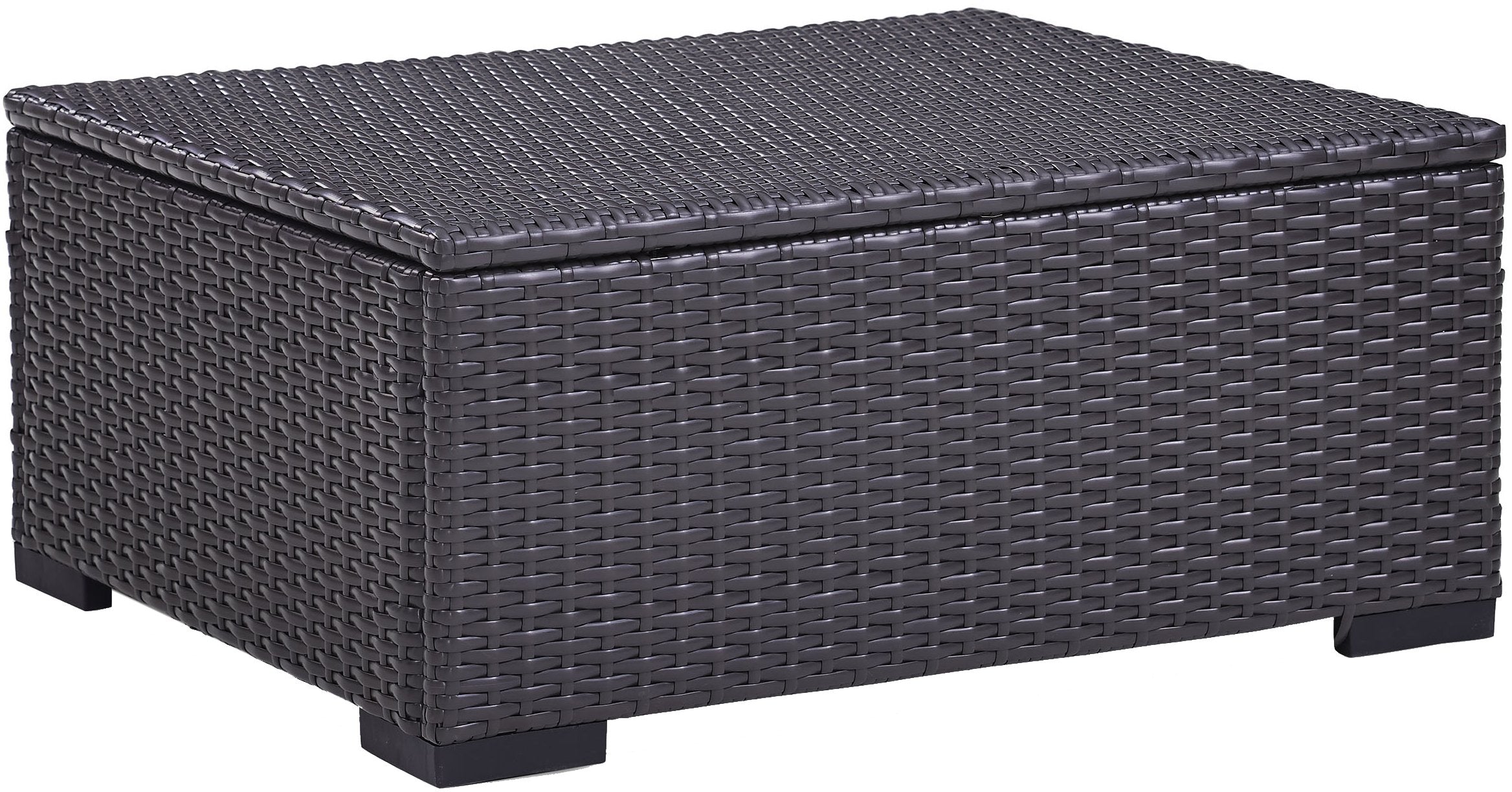 Crosley Furniture Biscayne Wicker Outdoor Ottoman Foot Rest for Patio, Deck, Porch, Brown with White Cushions