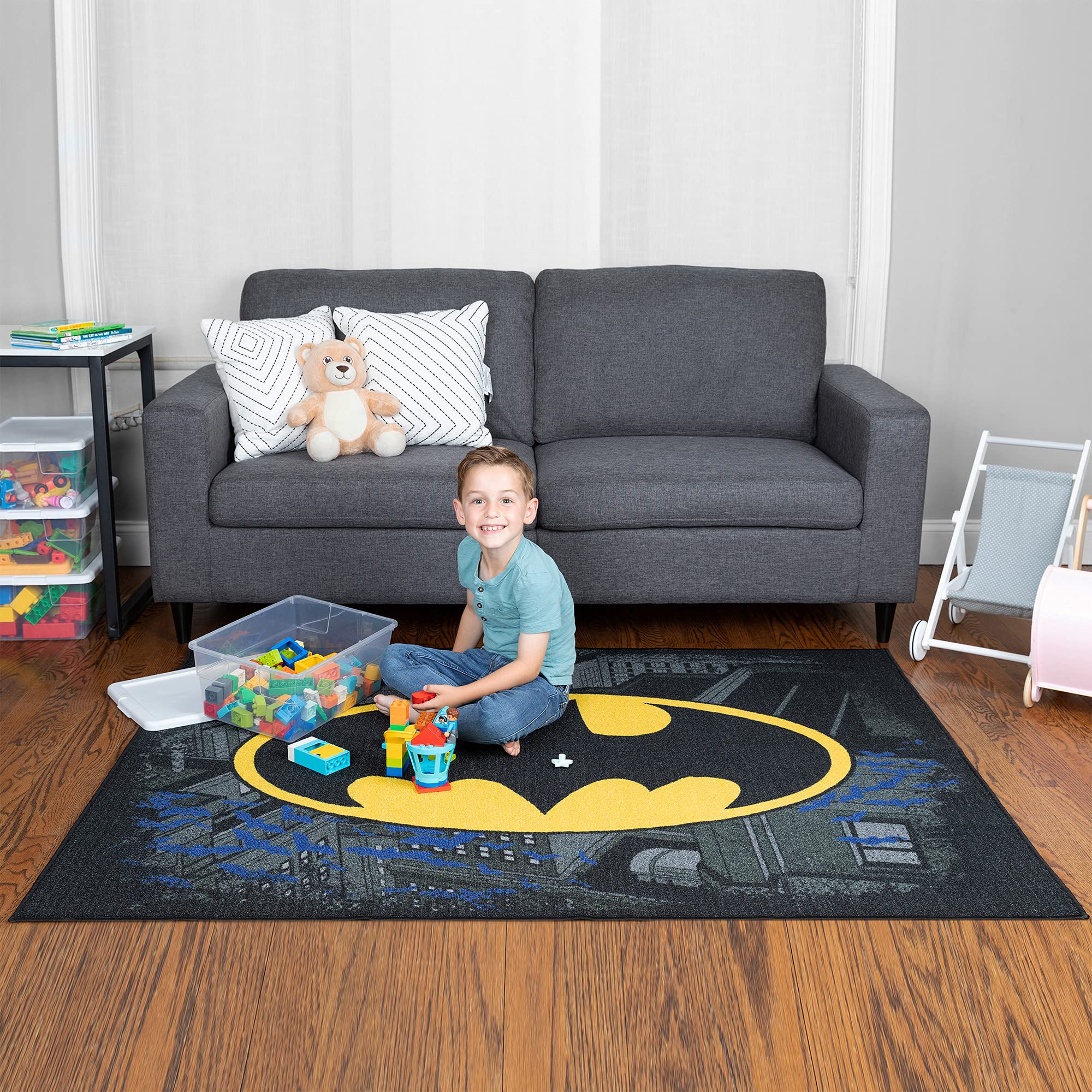 Franco Kids Room Non Slip Area Rug, 69 In X 52 In, Batman