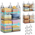 Hanging Closet Organizer with DIY Spacing, DoubleRow Closet Hanging Shelves with 4 Adjustable Dividers & 6 Hooks, Heavy Duty Me