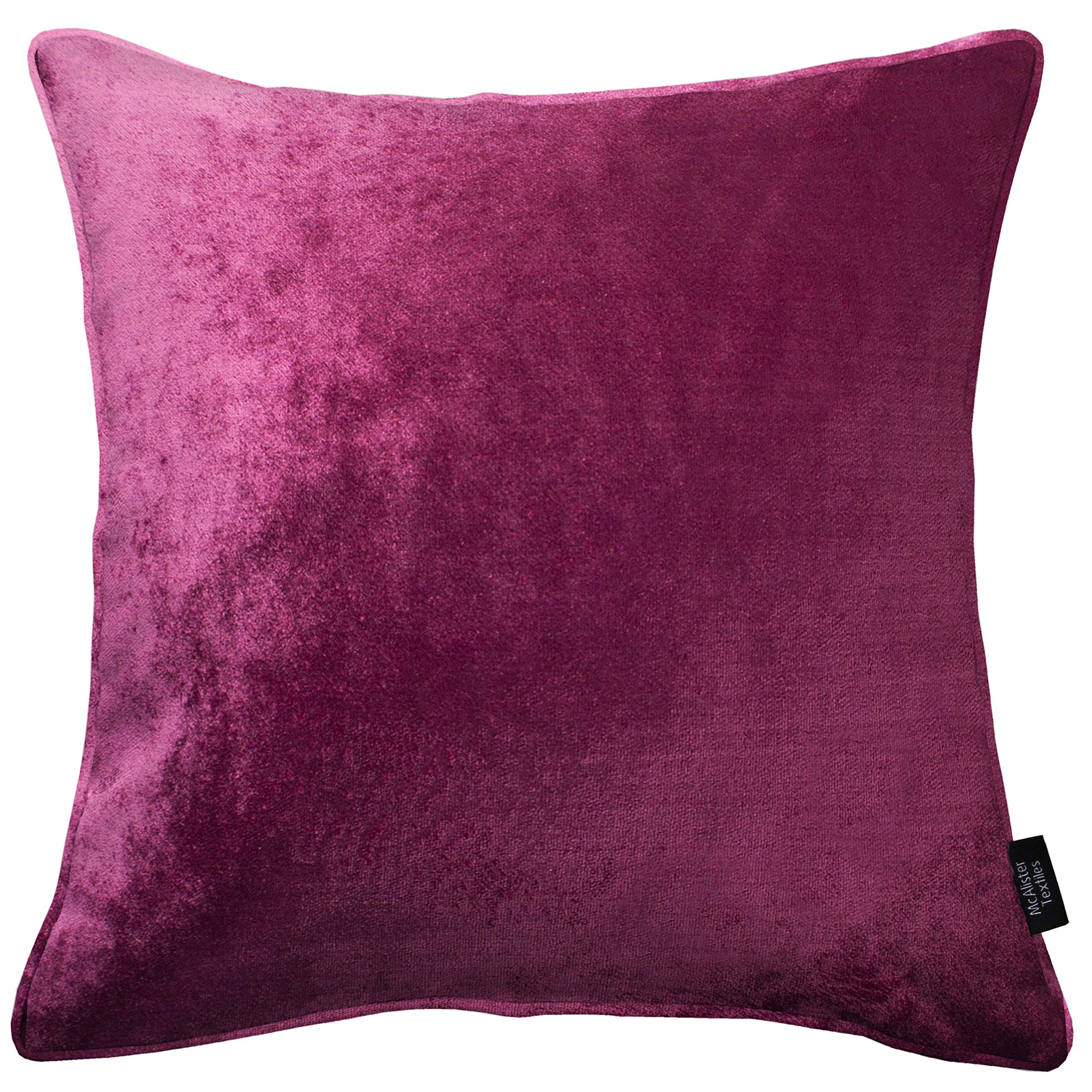Mcalister Textiles Shiny Crushed Velvet Cushion Cover Fuchsia Pink17 X 17 Inches. Luxury Decorative Scatter Throw Pillow For Sof