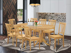 East West Furniture VAAV9-OAK-W 9 Piece Dining Set Includes an Oval Dining Room Table with Butterfly Leaf and 8 Kitchen Chairs, 40x76 Inch, Oak