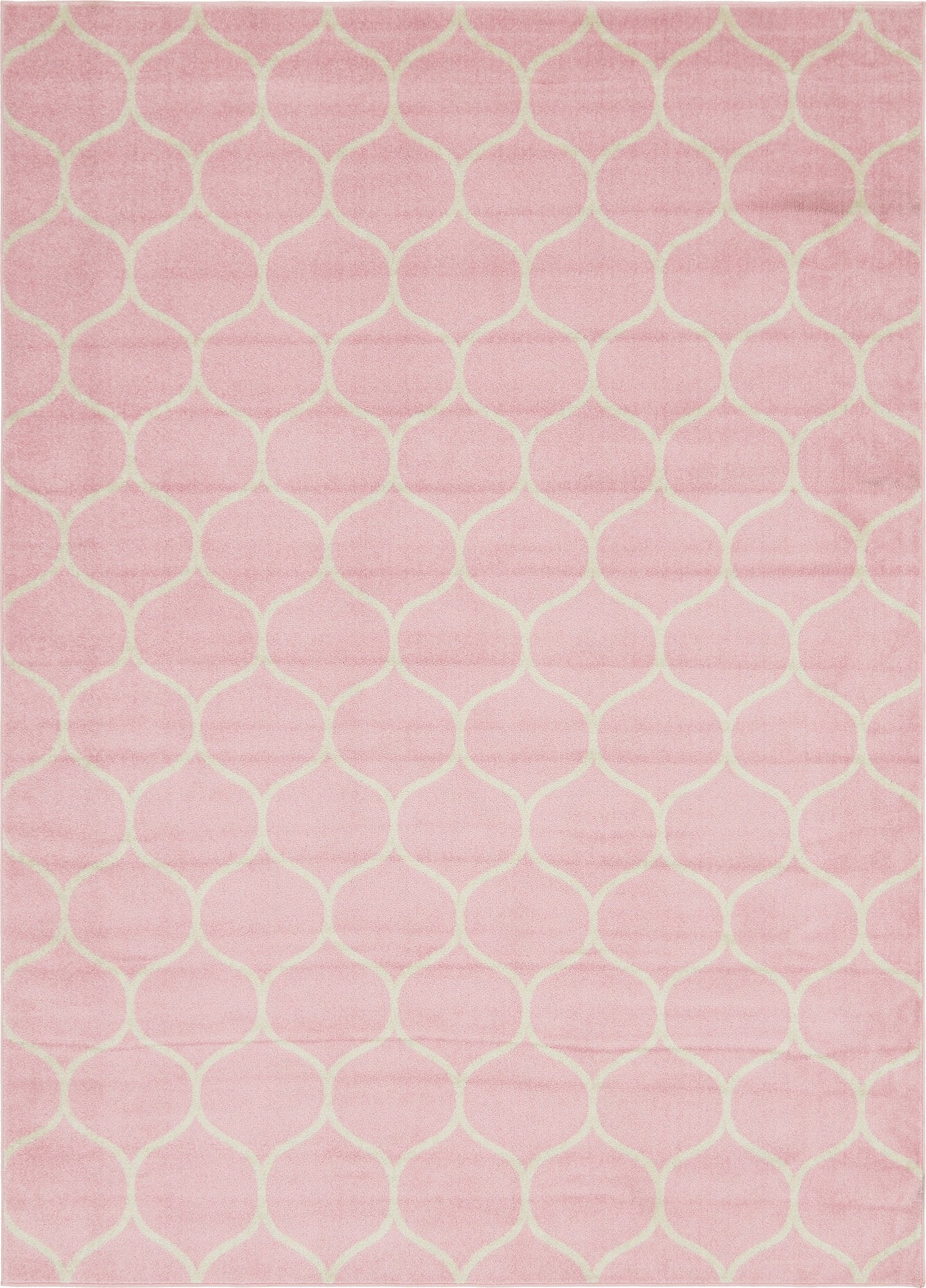 Unique Loom Trellis Frieze Collection Area Rug - Rounded (9' x 12' 2'', Light Pink/ Ivory)