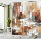 Ambesonne Brown Shower Curtain, Painting Style Abstract And Modern Art Brushstrokes Nude Warm Palette, Cloth Fabric Bathroom Dec