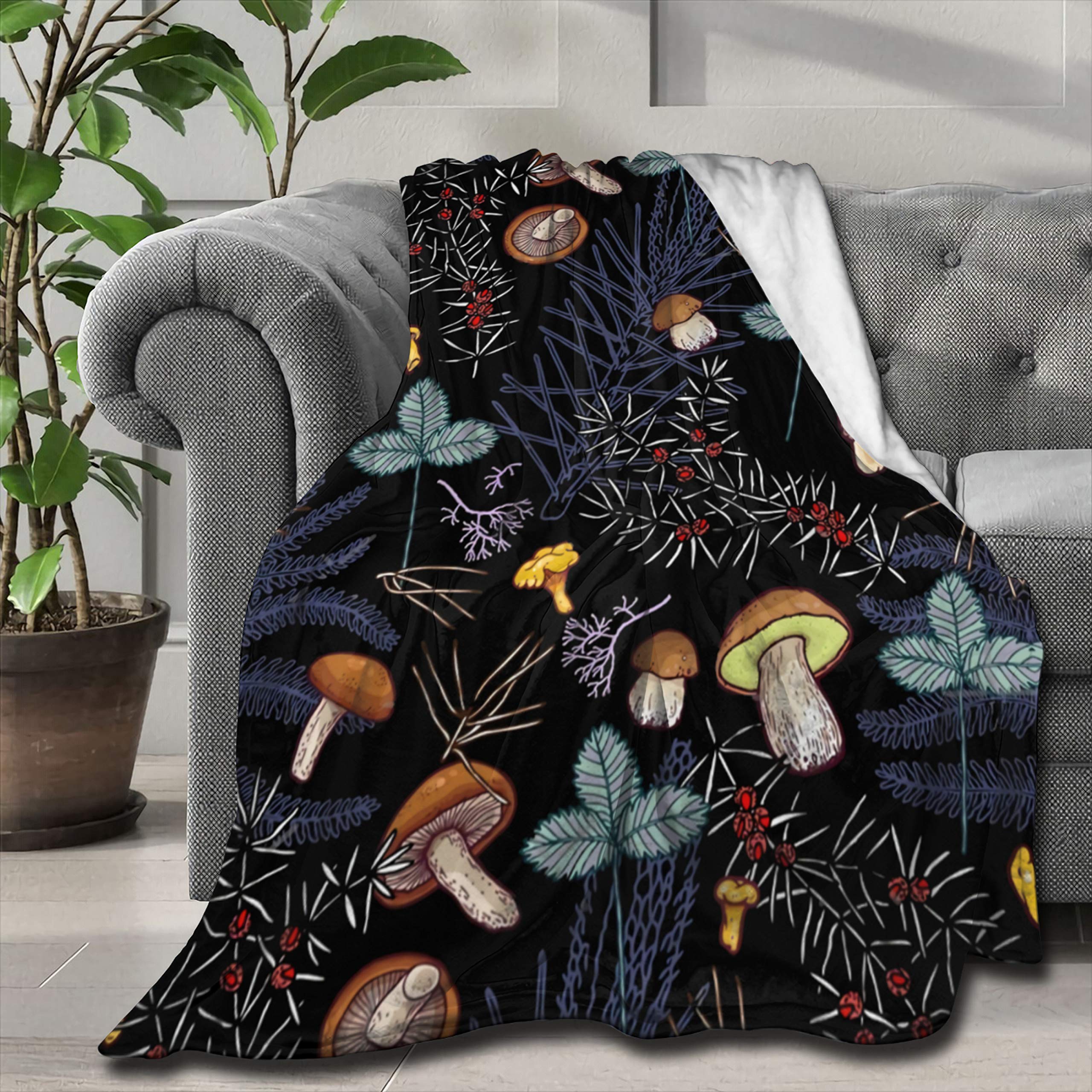 Artiemaster Dark Wild Forest Mushrooms Customized Blanket Soft And Lightweight Flannel Throw Suitable For Use In Bed, Living Roo
