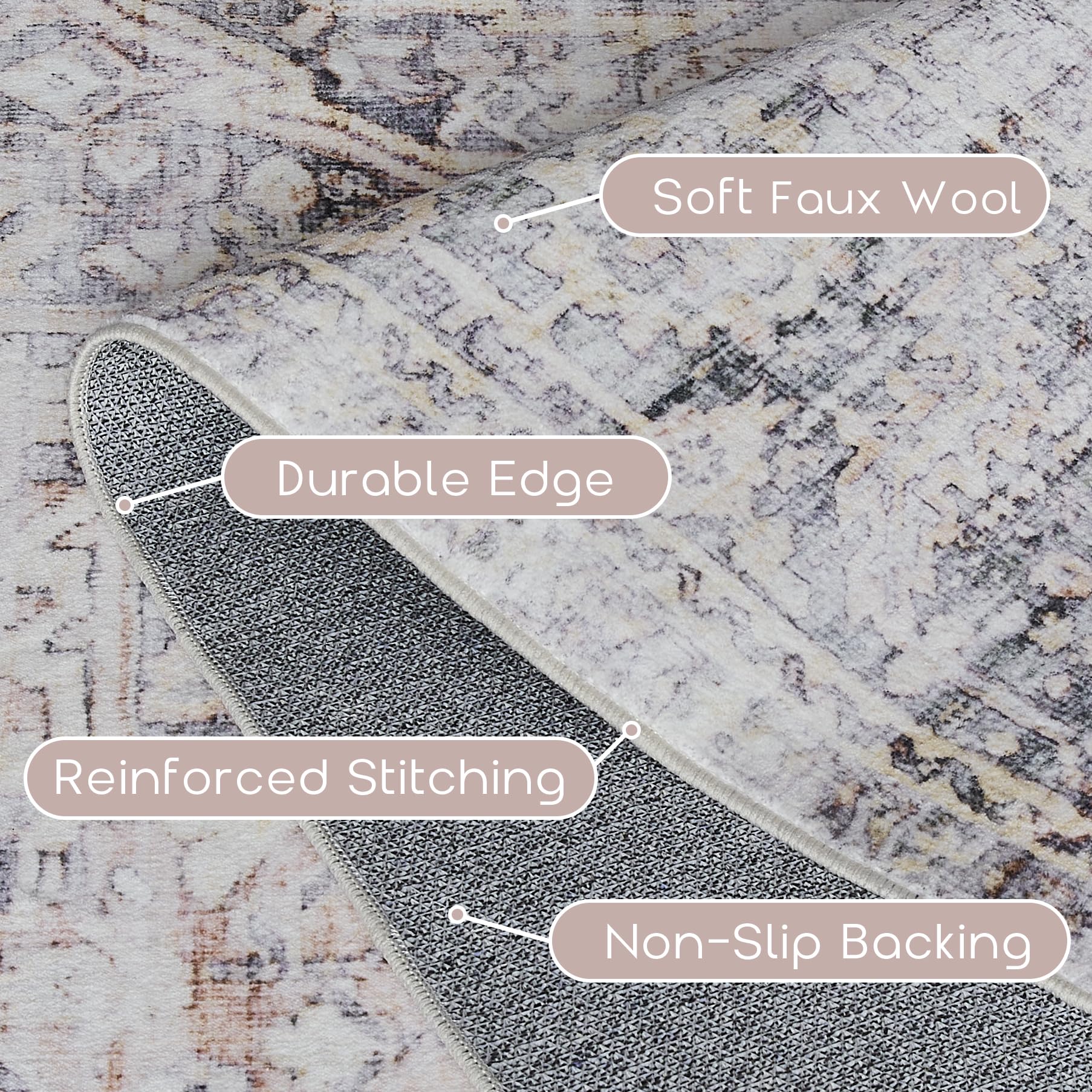 Bileehome Pink Boho Rugs For Bedroom Aesthetic Under Bed,Washable Cute Floral Large Neutral Area Rugs 8X10 For Living Room,8 X 1