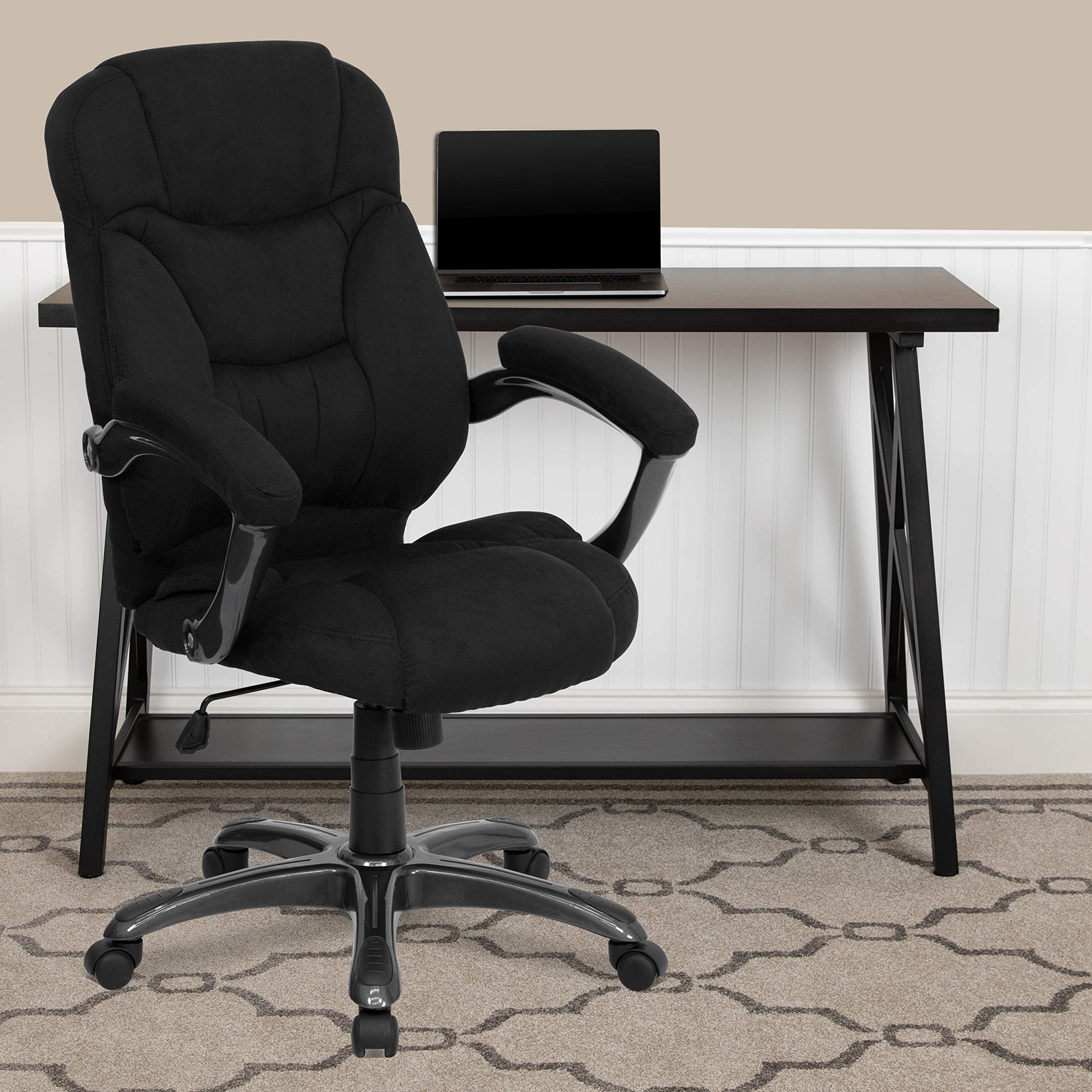 Jessie Fabric High Back Ergonomic Executive Chair in Black Microfiber with Arms - Thumbnail 3