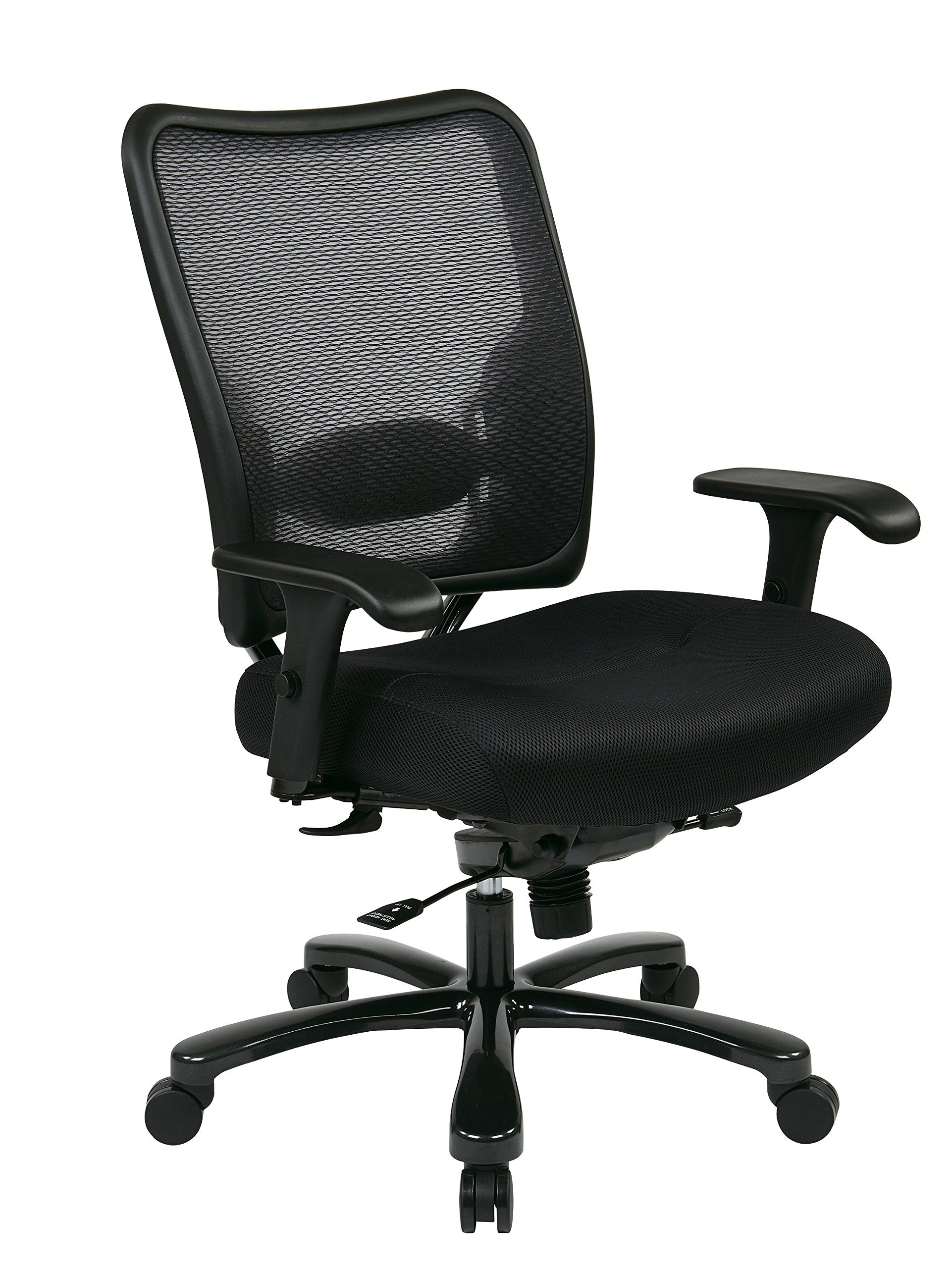 Space Seating 75 Series Air Grid Big and Tall Deluxe Ergonomic Office Chair with Thick Padded Seat and 400 lb. Limit, Black