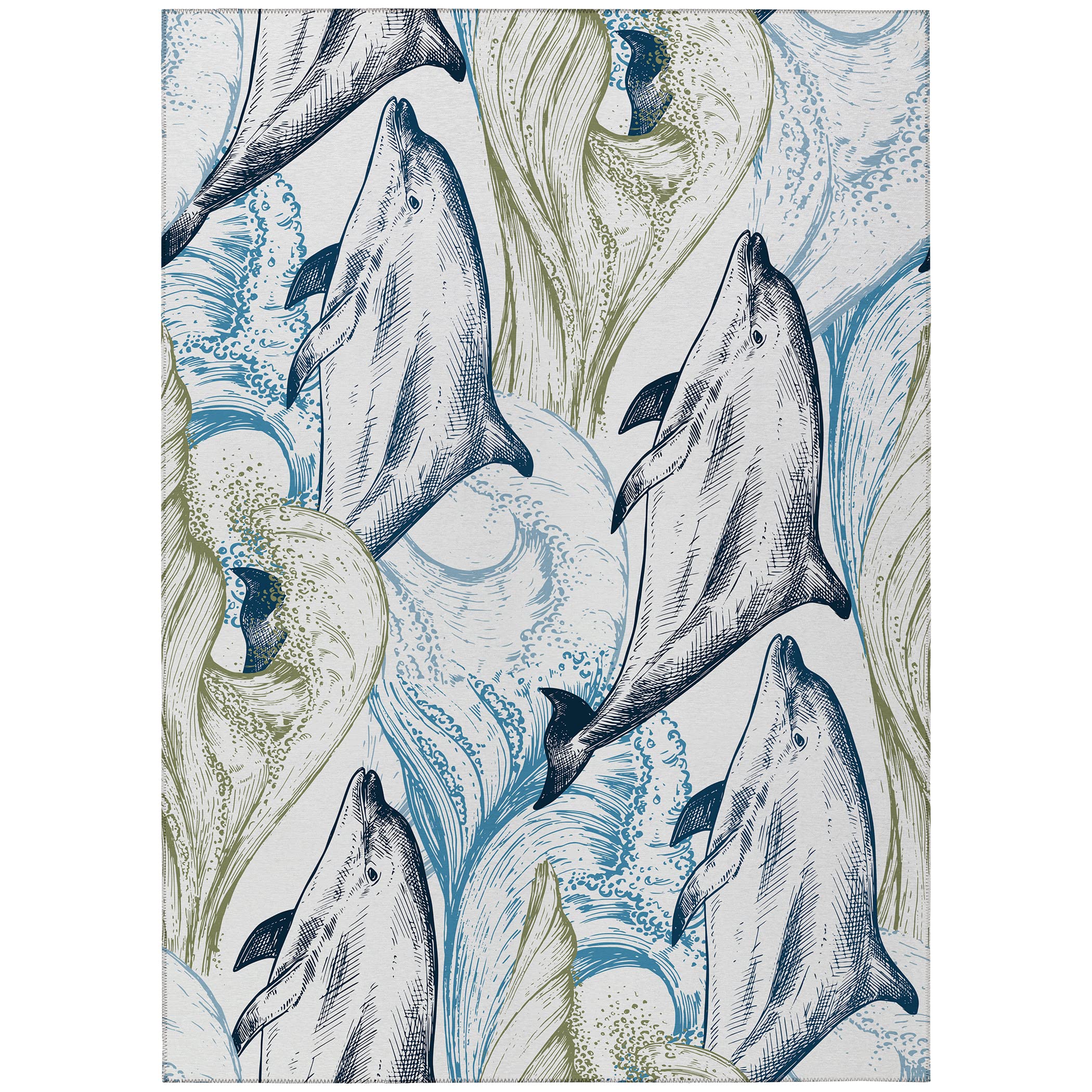 Addison Rugs Harpswell Ahp40 Blue 8' X 10' Indoor Outdoor Rug, Easy Clean, Machine Washable, Non Shedding, Bedroom, Living Room, Dining Room, Kitchen, Patio Rug