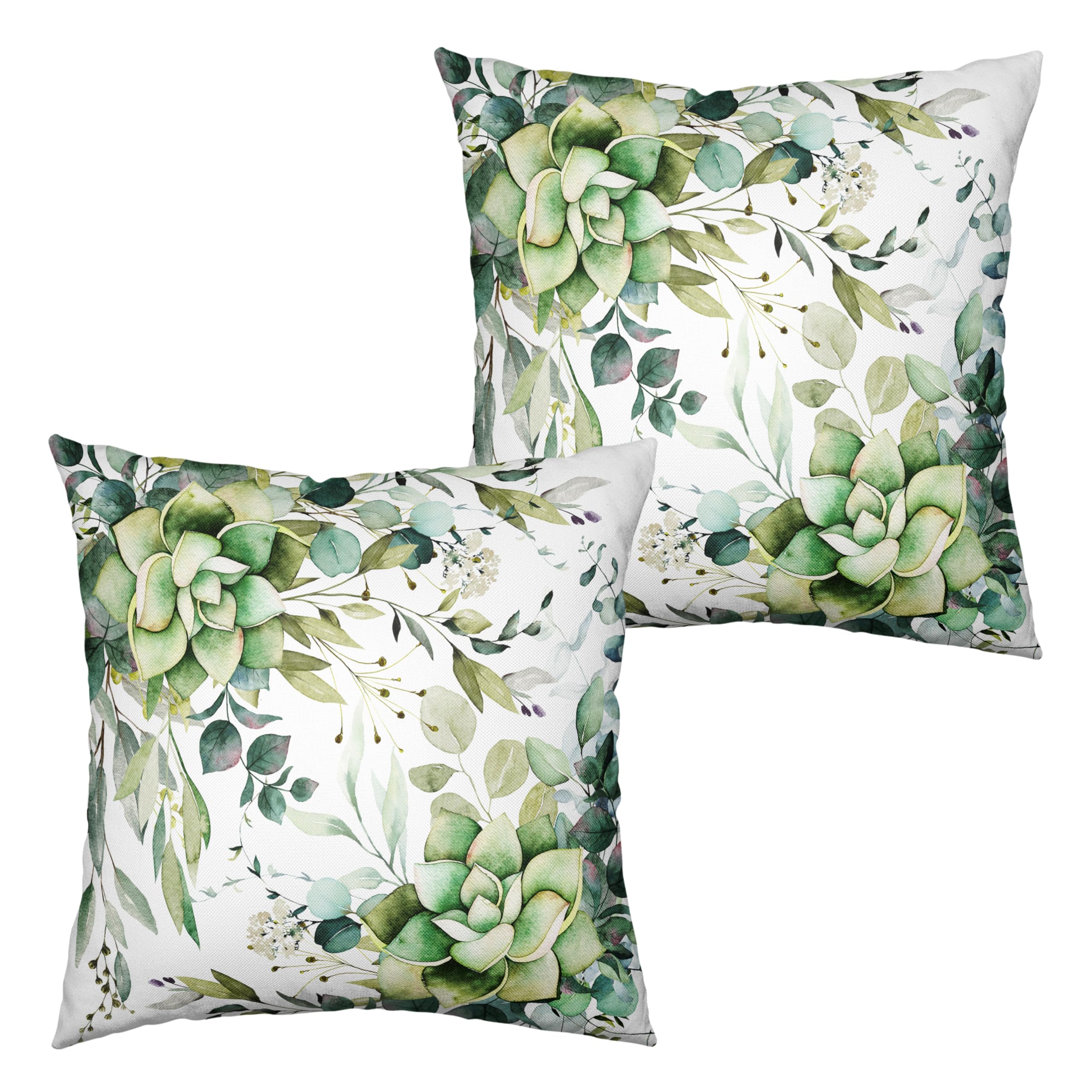 Kwlegh Eucalyptus Leaves Pillow Covers Spring Summer Decorative Pillow Covers 18X18 Set Of 2 Sage Green Flower Pillow Case Seaso