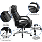Flash Furniture Hercules Series Leathersoft Swivel Office Chair With Loop Arms, Ergonomic High-Back Executive Chair With Padded Seat And Arms, Black
