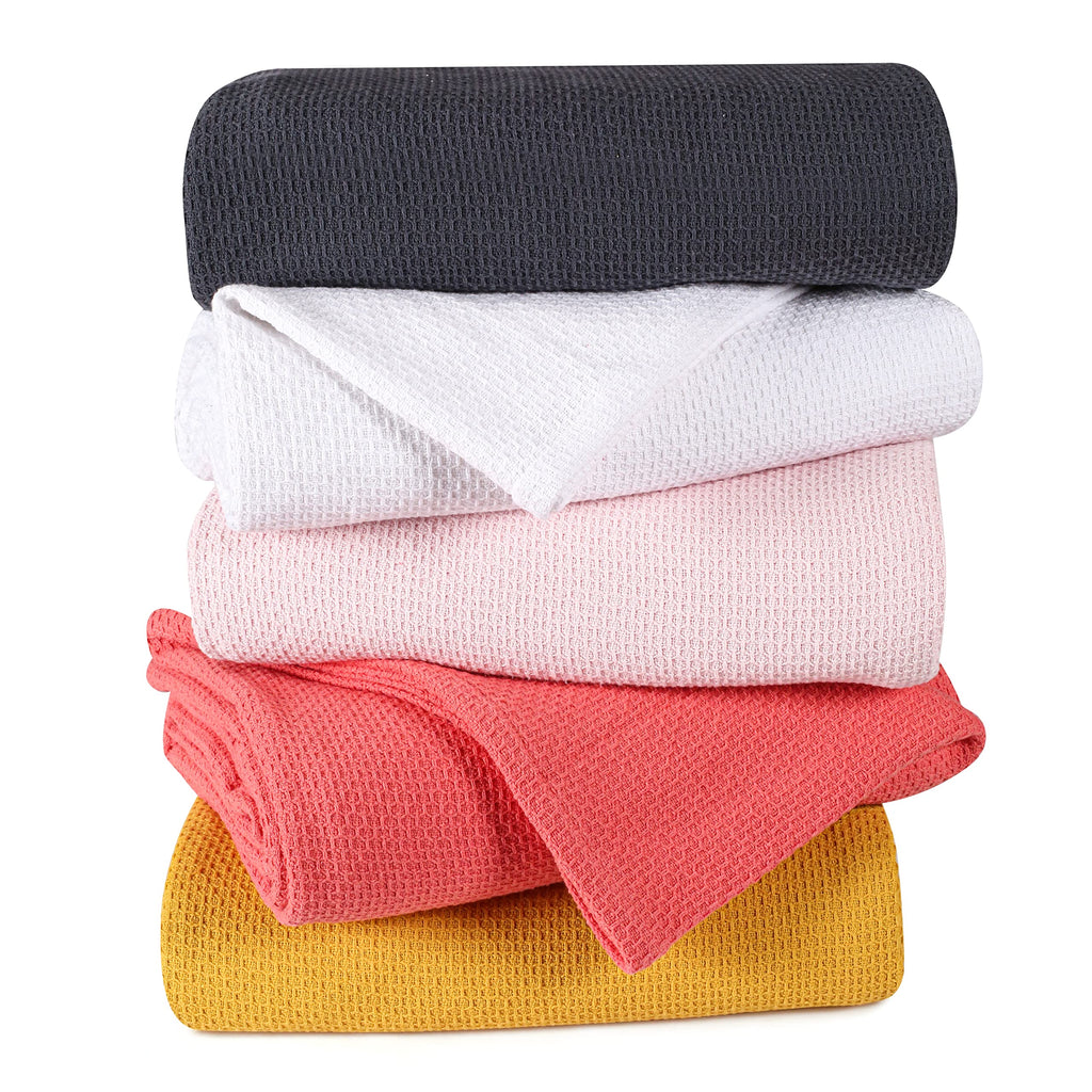 Boutiquo 100% Cotton Bed Blanket, Breathable Thermal Blanket King Size, Soft Honeycomb Waffle Blanket 90''X102'', Cotton Bed Bla