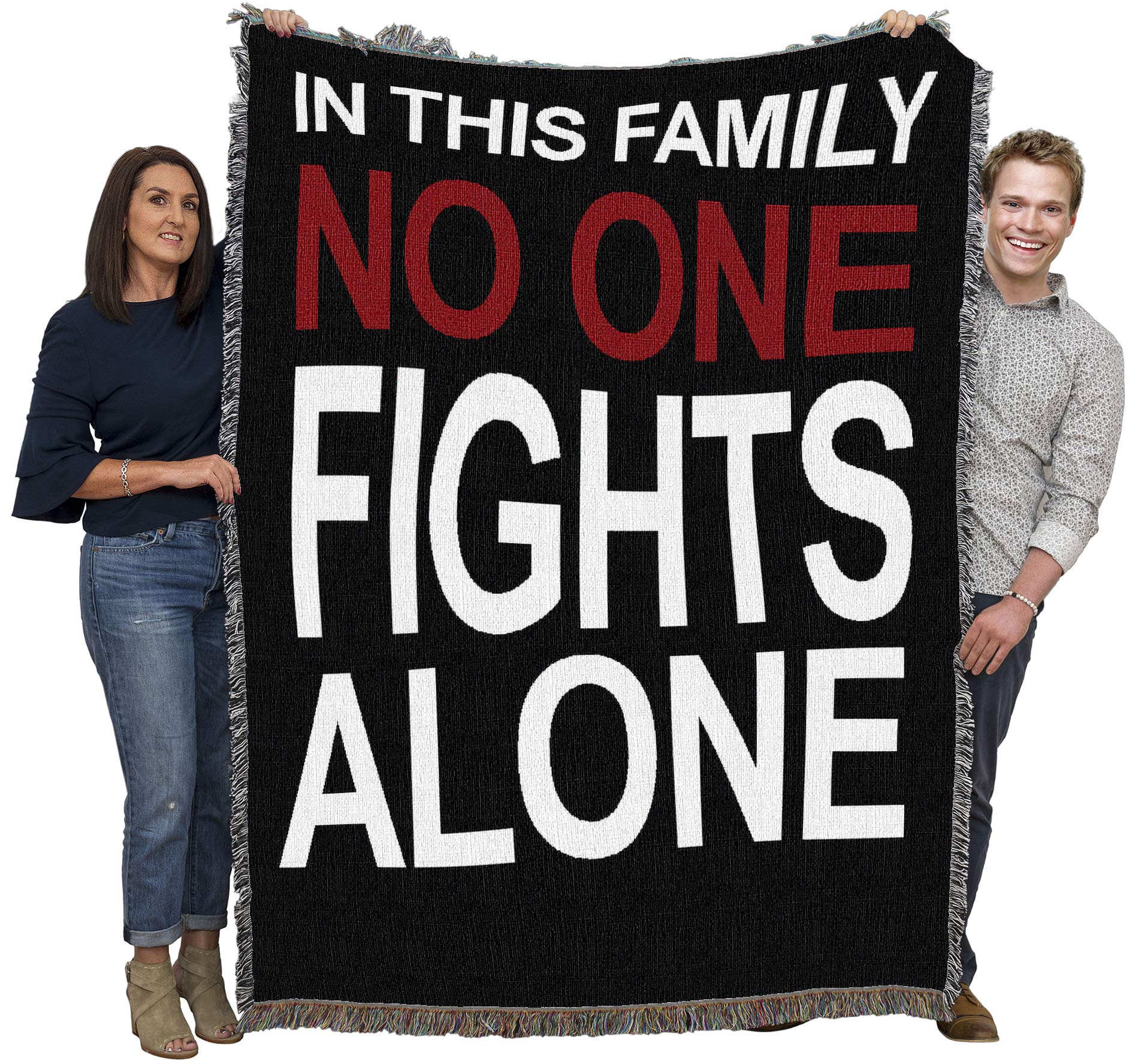 Pure Country Weavers in This Family No One Fights Alone Blanket  Gift Tapestry Throw Woven from Cotton  Made in The USA (72x54