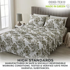4 Piece 100% Turkish Cotton Full Green Printed Flannel Sheets Set | Deep Pocket, Soft Sheets | Warm, Double Brushed Bed Sheets |