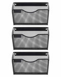 Easypag Hanging Wall File Organizer Mesh 3 Single Pocket Vertical Wall File Holder Mail Paper Rack With Nametag Label , Black